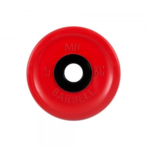 Диск олимпийский "Barbell", цветной, диаметр 51 мм, 5 кг