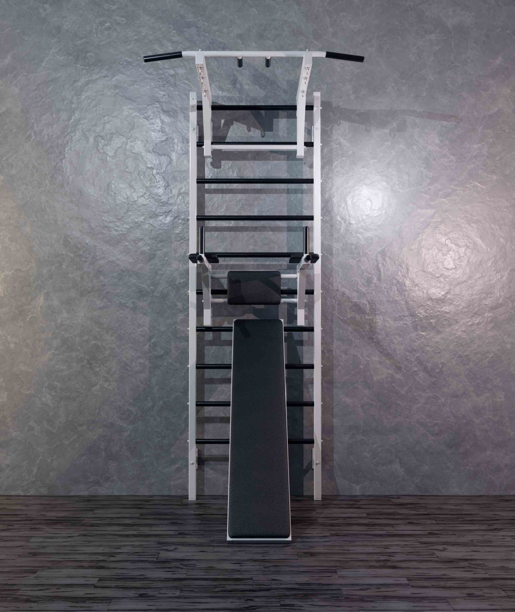 Шведская стенка металлическая Проф 240x71x16 см + Детский спортивный комплекс - Турник + Брусья Пресс + Доска наклонная