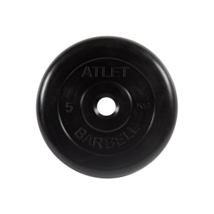Диск "Atlet" обрезиненный, черный, диаметр 26 мм, 5 кг