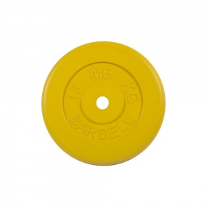 Диск Barbell обрезиненный, цветной, диаметр 31 мм, 15 кг