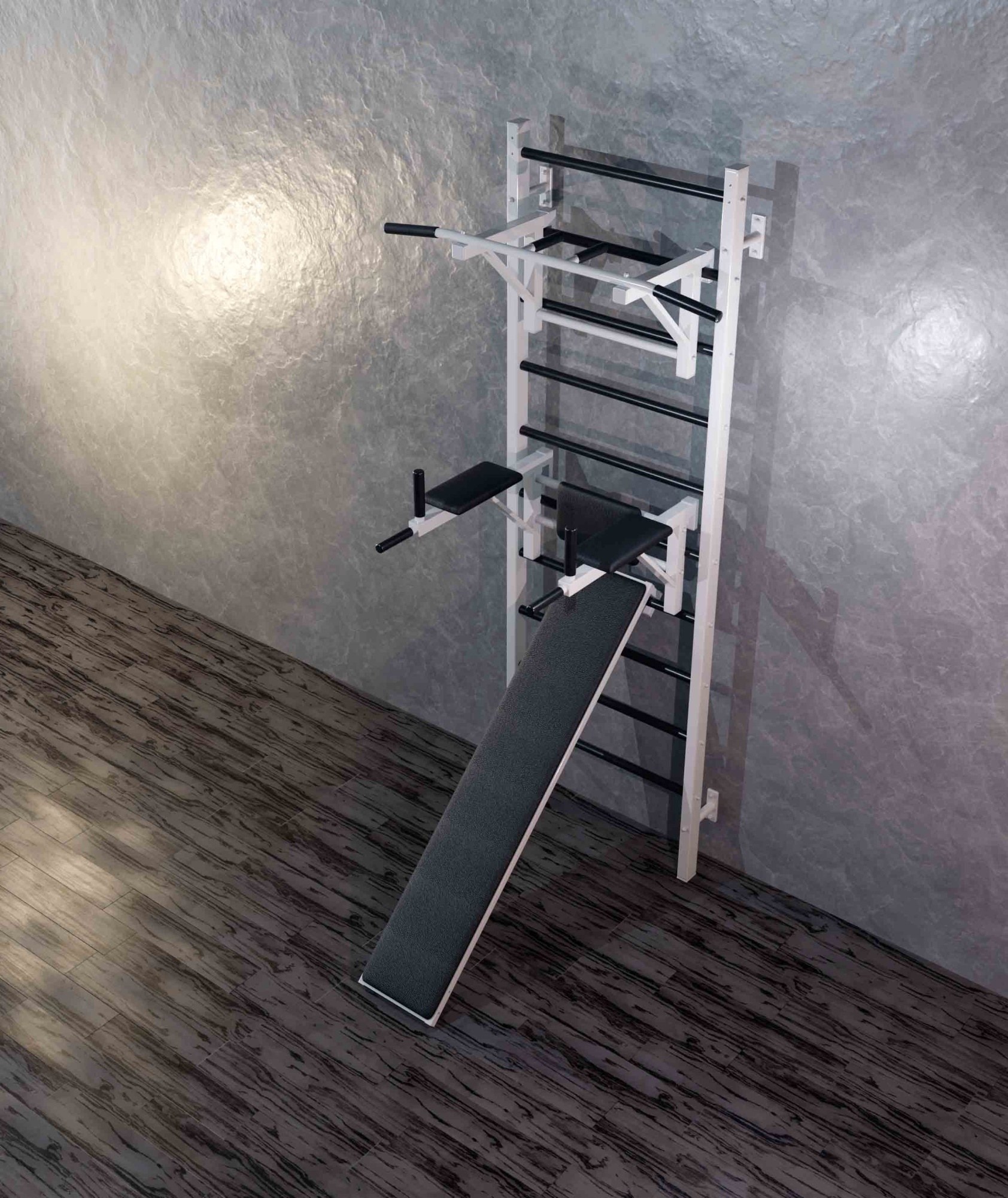 Шведская стенка металлическая Проф 240x71x16 см + Навесной турник + Брусья Пресс + Доска для пресса