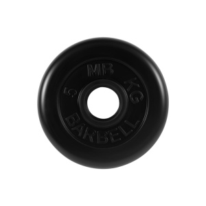 Диск Barbell обрезиненный, черный, диаметр 51 мм, 5 кг