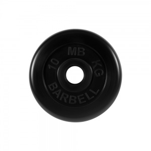 Диск Barbell обрезиненный, черный, диаметр 51 мм, 10 кг