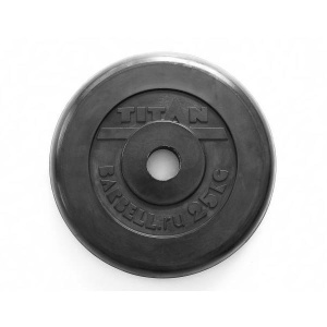 Диск "Титан" обрезиненный, черный, диаметр 26 мм, 25 кг