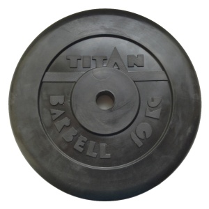Диск "Титан" обрезиненный, черный, диаметр 26 мм, 10 кг