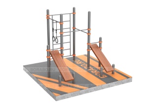 Спортивный Workout комплекс BW-63-M с двумя скамьями для пресса, лестницей, тремя турниками и кольцами