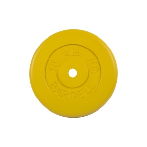 Диск Barbell обрезиненный, цветной, диаметр 26 мм, 15 кг