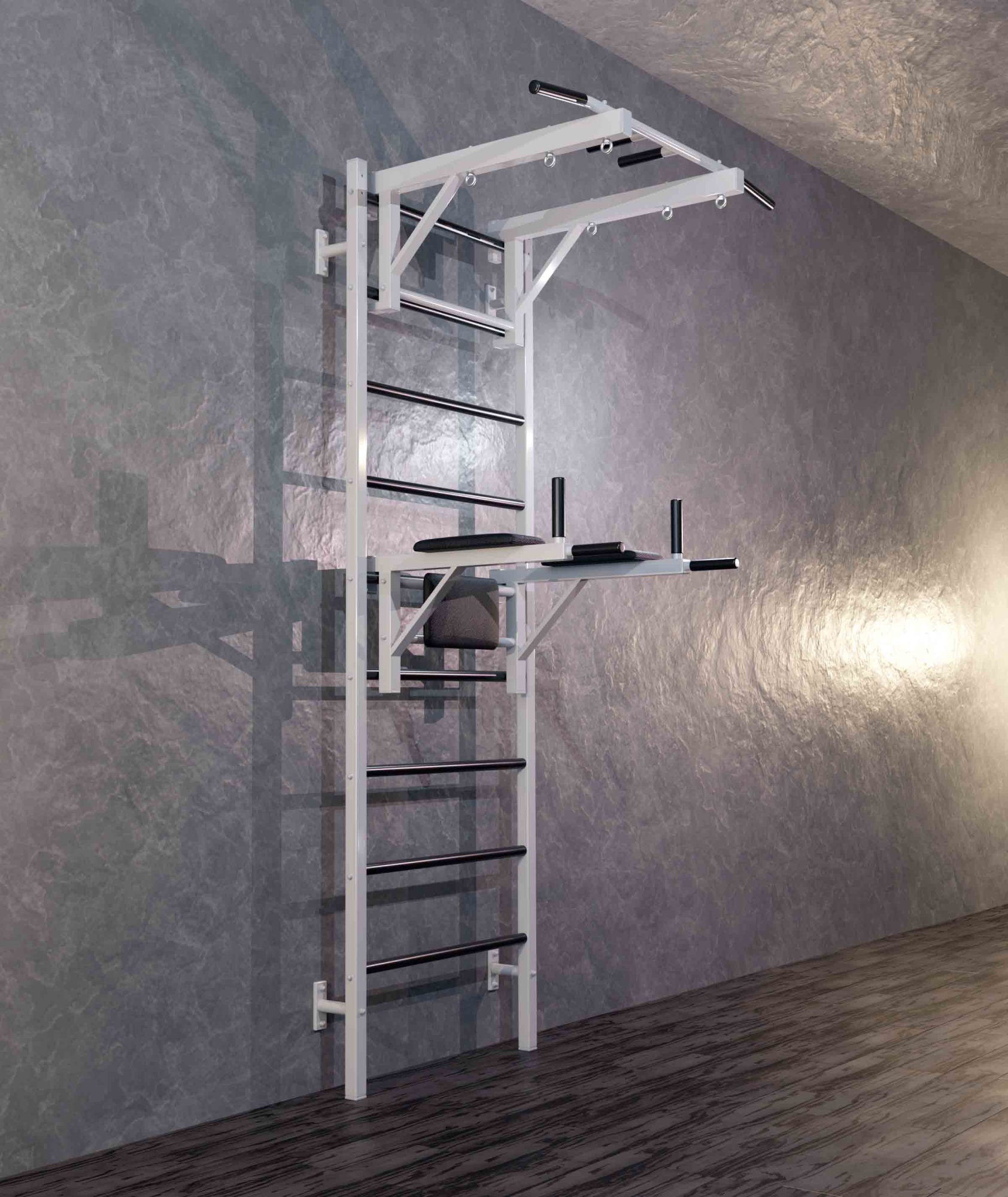 Шведская стенка металлическая Проф 240x71x16 см + Детский спортивный комплекс - Турник + Брусья Пресс