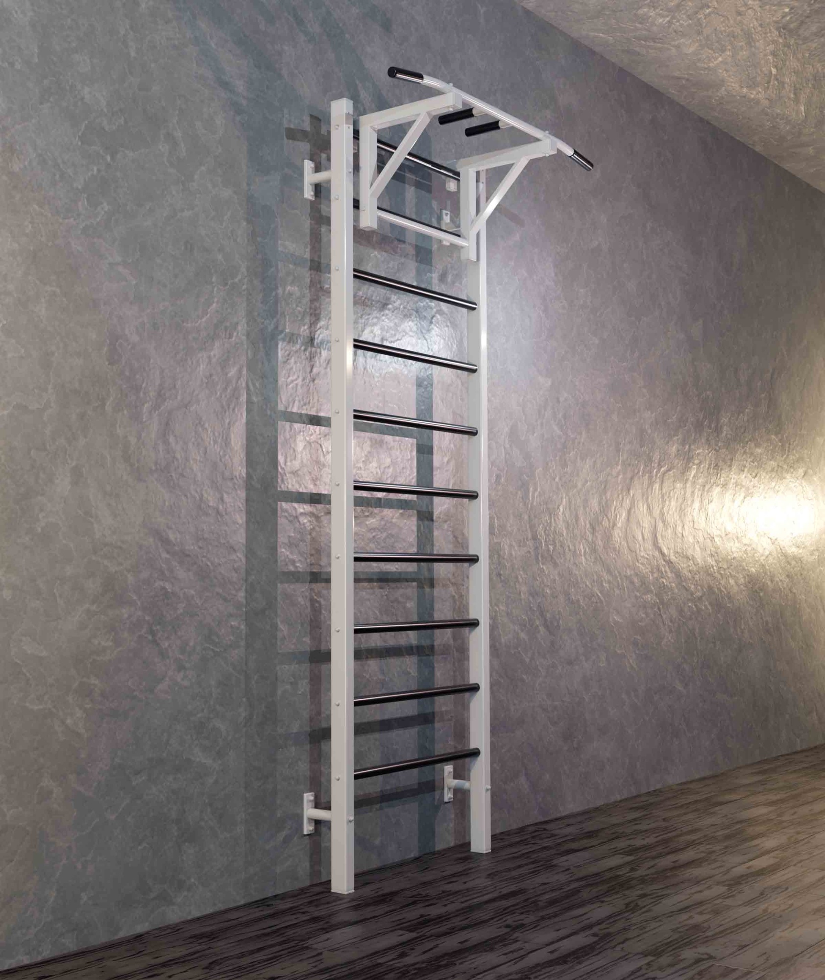 Шведская стенка металлическая Проф 240x71x16 см + Навесной турник