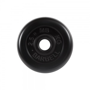 Диск Barbell обрезиненный, черный, диаметр 31 мм, 2,5 кг