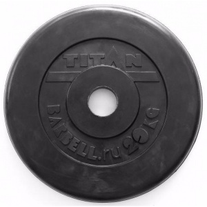 Диск "Титан" обрезиненный, черный, диаметр 31 мм, 20 кг