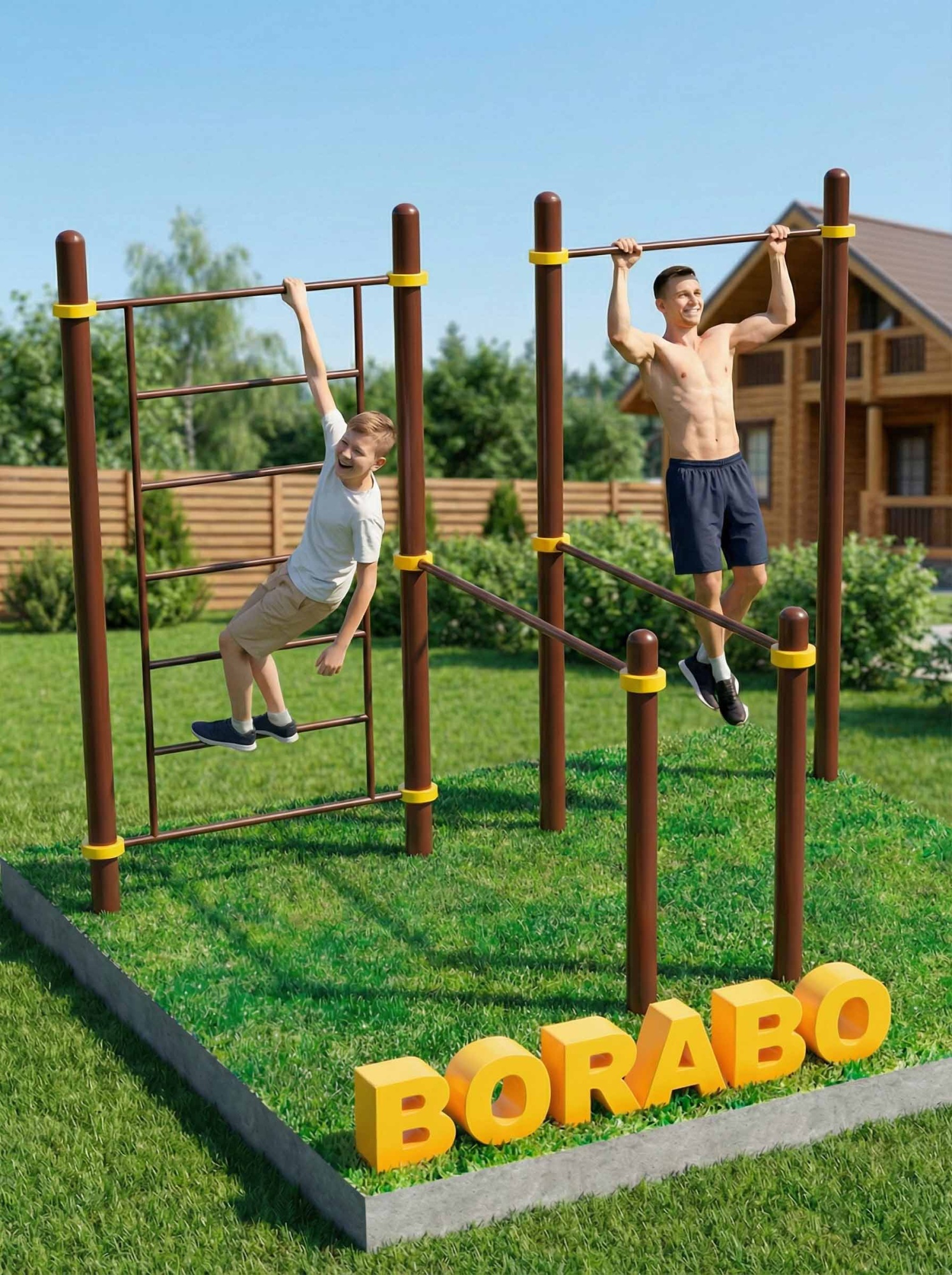 Спортивный Workout комплекс BW-30 с лестницей, турником и брусьями