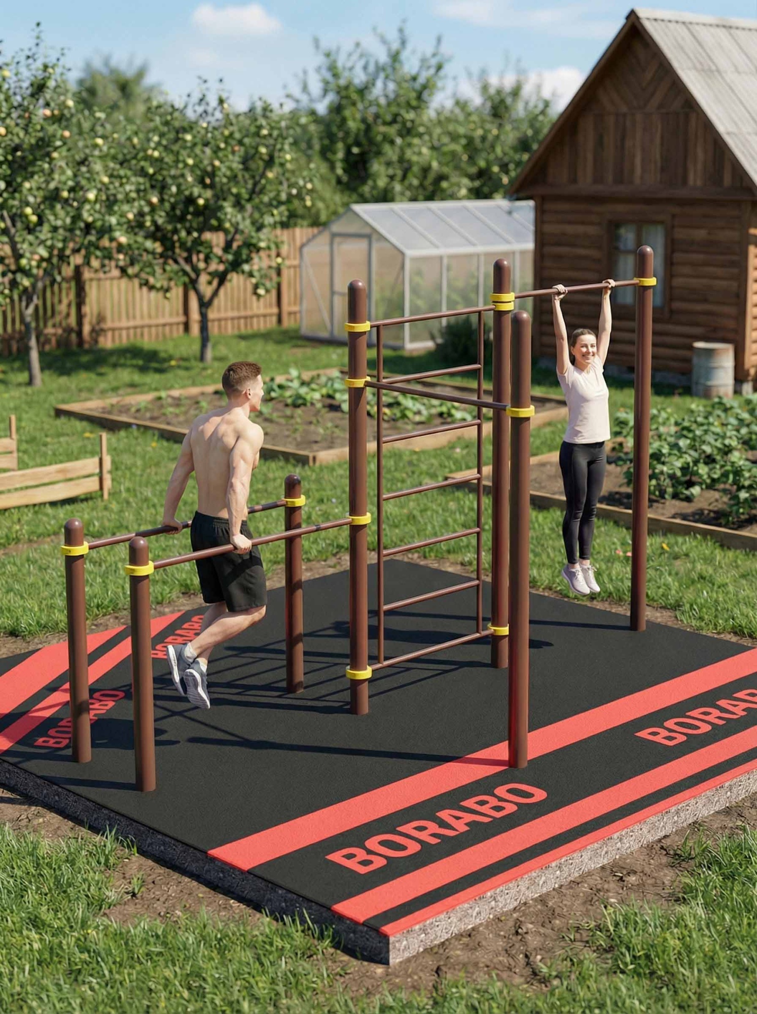 Спортивный Workout комплекс BW-29 с лестницей, двумя турниками и брусьями