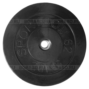 Диск Sportcom обрезиненный, черный, диаметр 26 мм, 20 кг