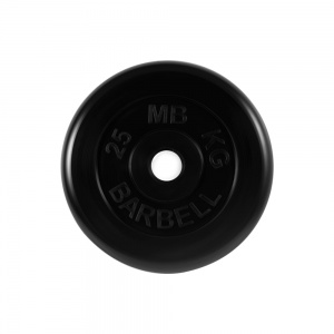 Диск Barbell обрезиненный, черный, диаметр 51 мм, 25 кг