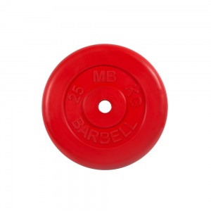 Диск Barbell обрезиненный, цветной, диаметр 31 мм, 25 кг