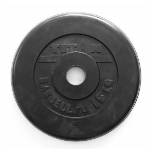 Диск "Титан" обрезиненный, черный, диаметр 51 мм, 15 кг