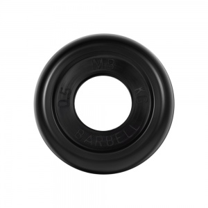 Диск Barbell обрезиненный, черный, диаметр 31 мм, 0,5 кг
