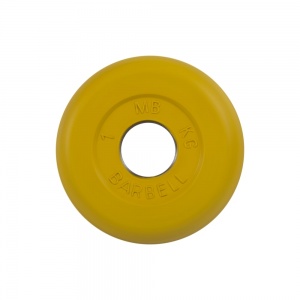 Диск Barbell обрезиненный, цветной, диаметр 31 мм, 1 кг