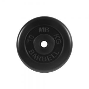 Диск Barbell обрезиненный, черный, диаметр 31 мм, 10 кг