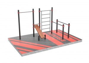 Спортивный Workout комплекс BW-33-М со скамьей для пресса, лестницей, турником и брусьями