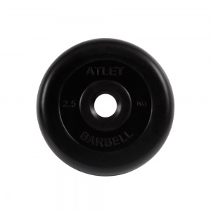 Диск "Atlet" обрезиненный, черный, диаметр 26 мм, 2,5 кг