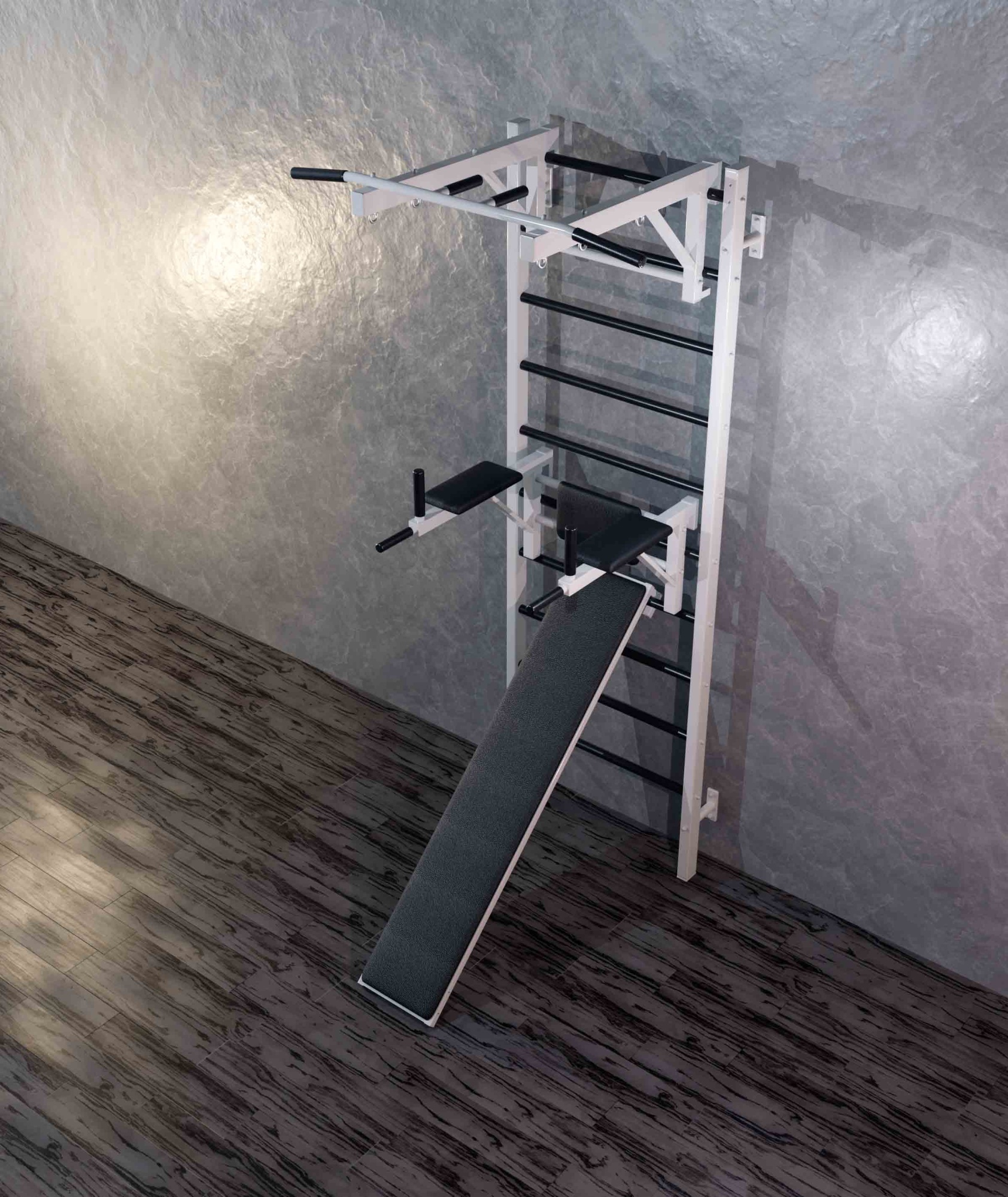 Шведская стенка металлическая Проф 240x71x16 см + Детский спортивный комплекс - Турник + Брусья Пресс + Доска наклонная