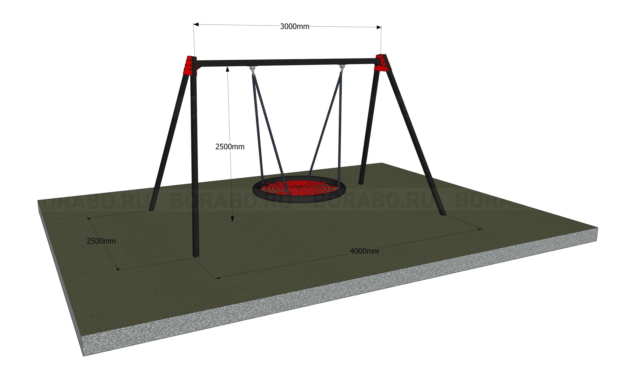 Качели Гнездо стальная рама с бетонированием Workout BW-81