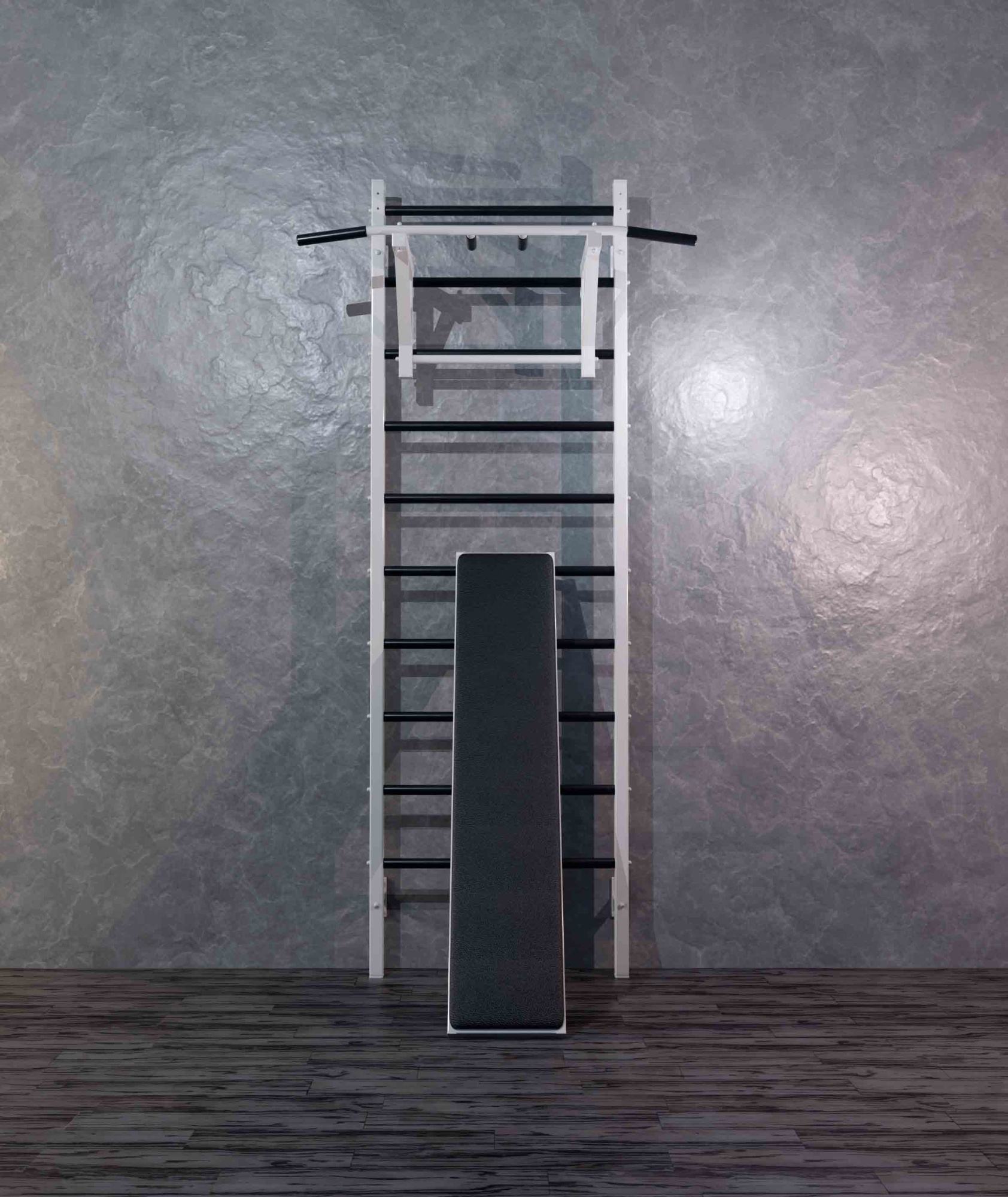 Шведская стенка металлическая Проф 240x71x16 см + Навесной турник + Угловая доска