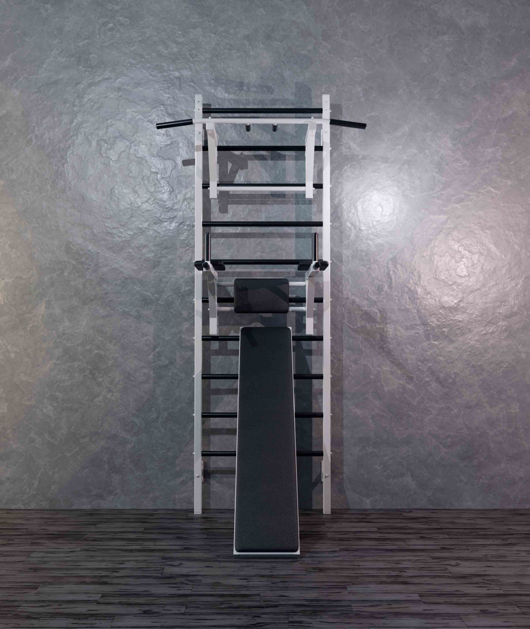 Шведская стенка металлическая Проф 240x71x16 см + Навесной турник + Брусья Пресс + Доска для пресса