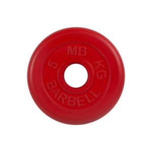 Диск Barbell обрезиненный, цветной, диаметр 51 мм, 5 кг